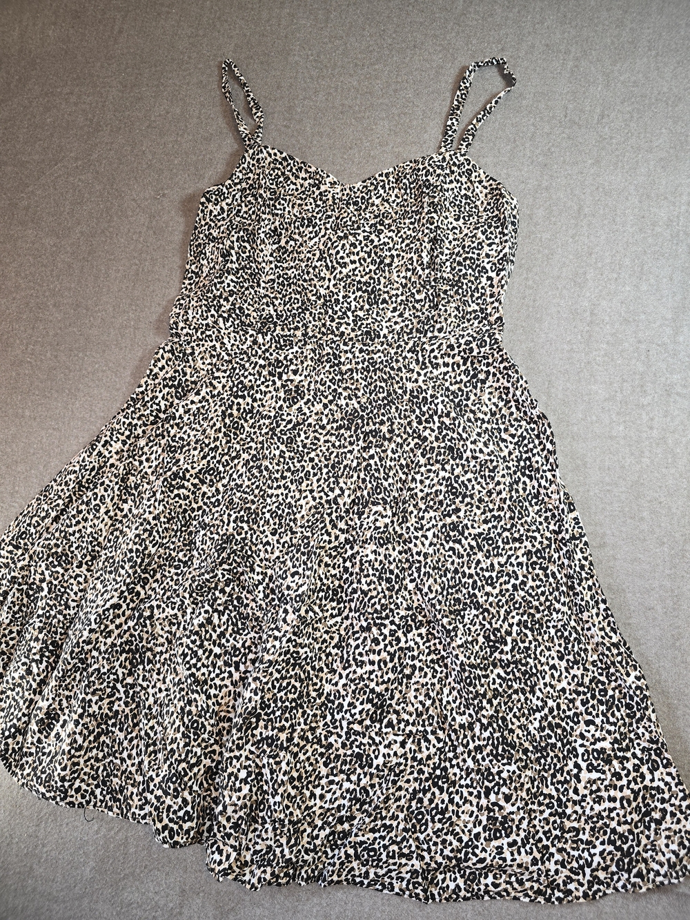 Old Navy Cami Leopard Print Cotton Dress- Cream, Black & Brown Womens Large